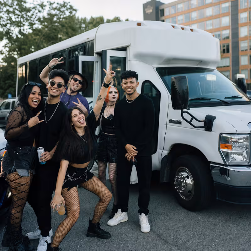 Black Mercedes Sprinter van staged for an Seattle Concert Transportation group