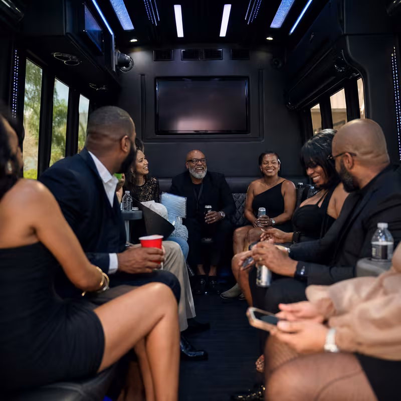 Black Mercedes Sprinter van staged for an Seattle Private Event Transportation group