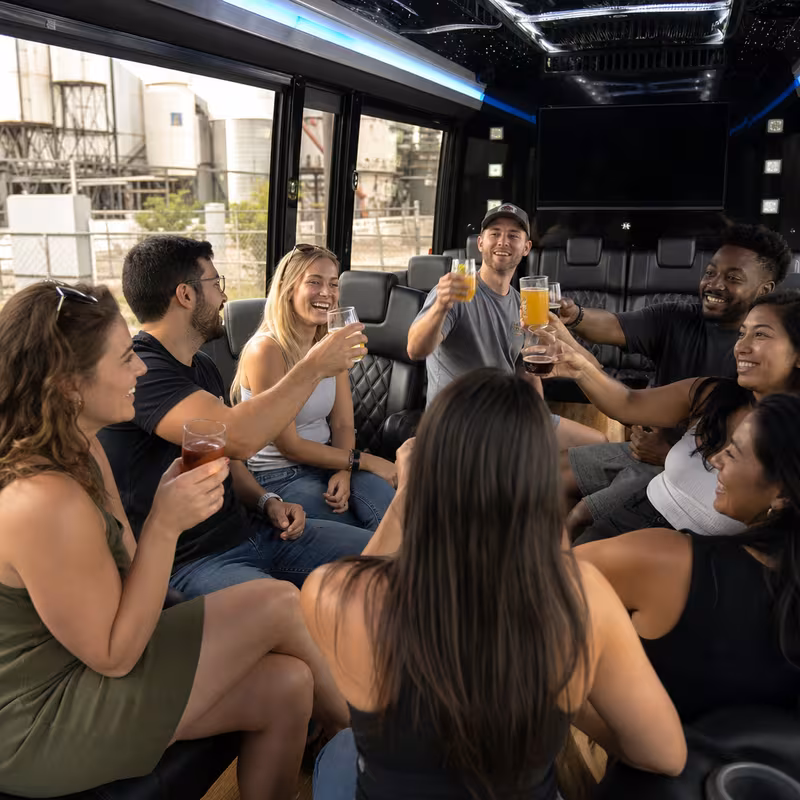 Black Mercedes Sprinter van staged for an Seattle Winery & Brewery Tour Transportation group